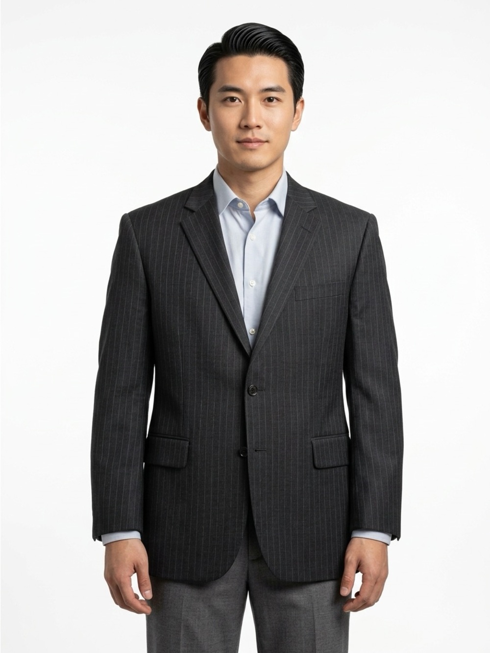 Brooks Brothers Suit Jacket 2 Button Pinstripe Wool Charcoal 44